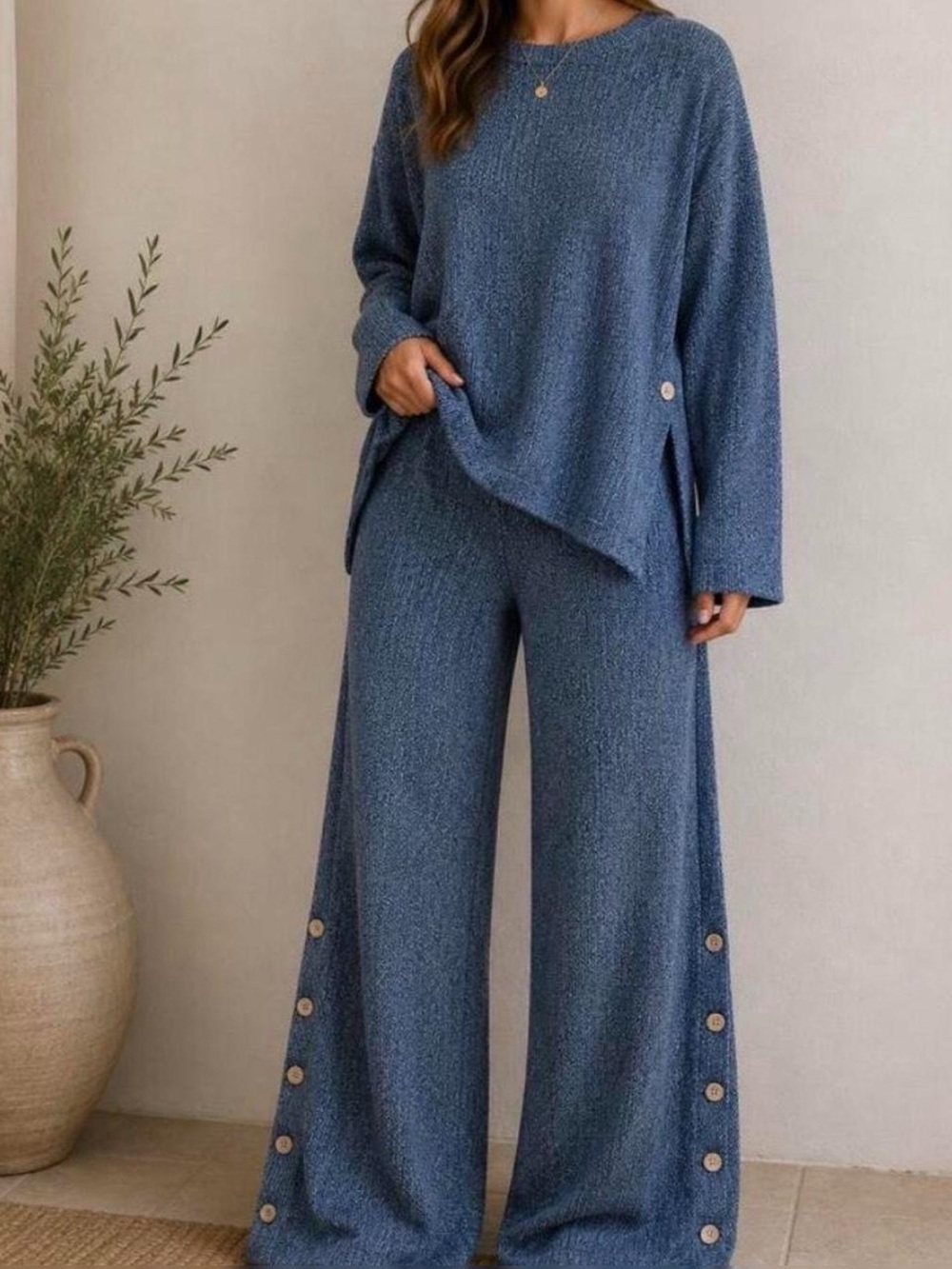 Free People Free-est Blue Sea Sweater button set 100% cotton